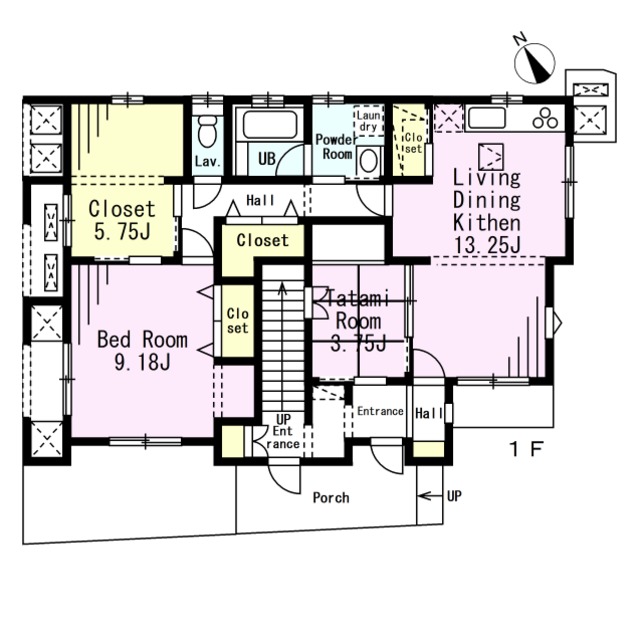 完全分離型二世帯住宅の間取り図1F