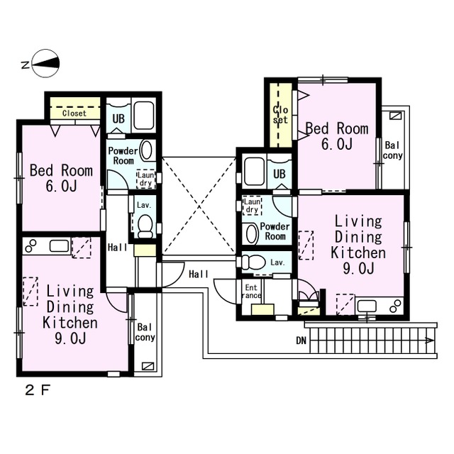 住宅ローンを組めない賃貸併用住宅の間取り図2F